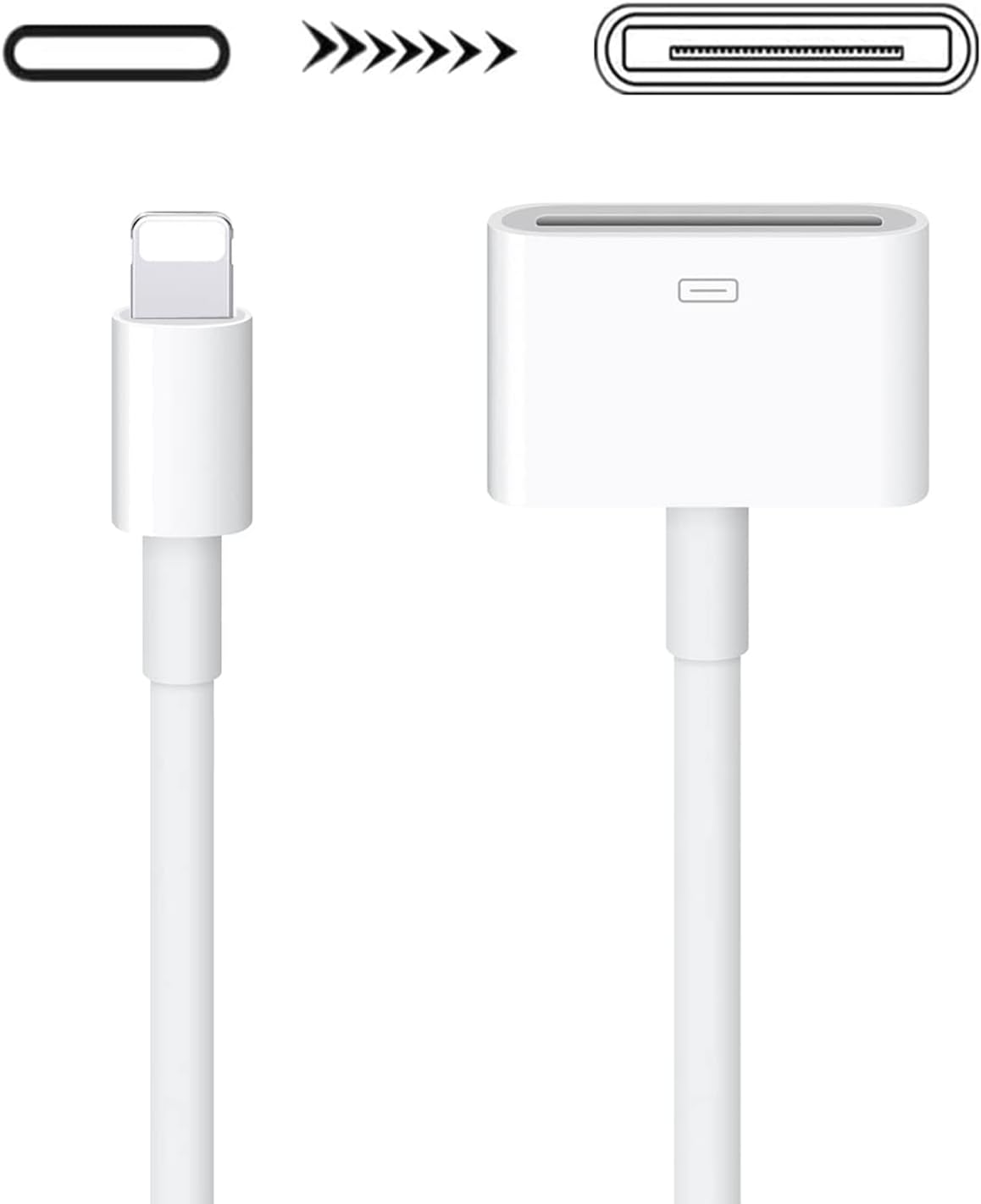 30 Pin to Lightning Adapter, Lightning Cable Adapter, 8-Pin Male to 30-Pin Female Connector Converter with Phone Charger Cable Cord Compatible Phone 14/13/12/11/X/8/7/6/5/4S/4/3/Pad/Pod (White) 30 Pin to Lightning Adapter, Lightning Cable Adapter, 8-Pin Male to 30-Pin Female Connector Converter with Phone Charger Cable Cord Compatible Phone 14/13/12/11/X/8/7/6/5/4S/4/3/Pad/Pod (White)