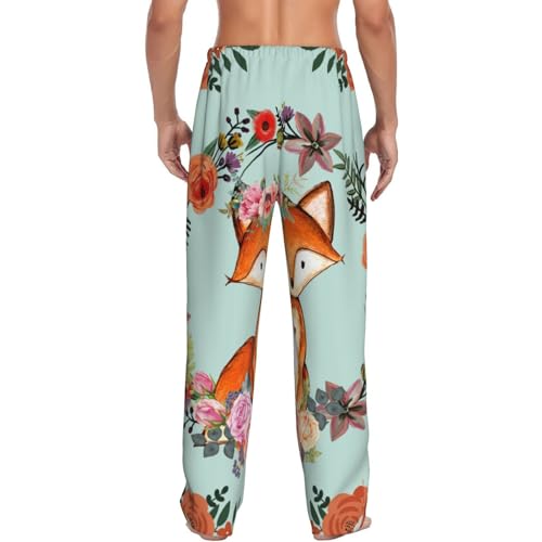 Flower Fox Pajama Pants for Men, Men's Separate Bottoms, Lounge Pants, Funny, Humorous3