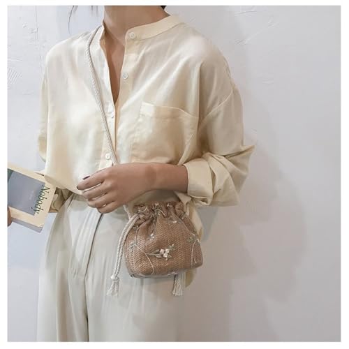 Cross Body Bags Drafting Bucket Type Small Flower Shoulder Mini Female Sweet Handbags (White)3