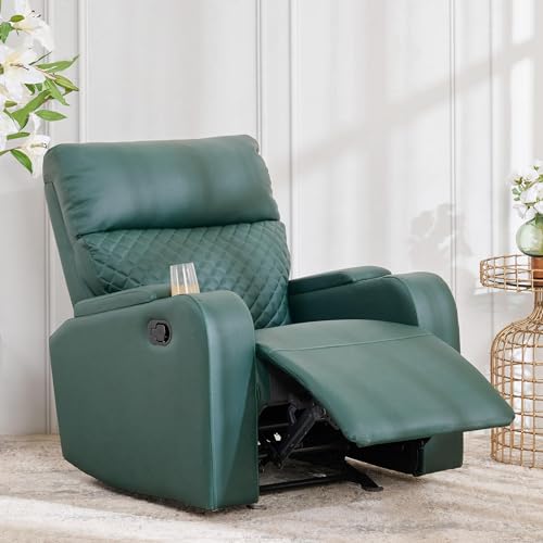 Image of Home Centre | Asher Faux Leather 1-Seater Recliner | Recliner for Living Room | Solid Wood | Green | 2 Year Warranty