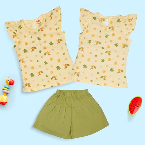Image of LuvLap Baby Girls Regular Fit 100% Cotton Half Sleeves Girls Top CoSet Pack of 3