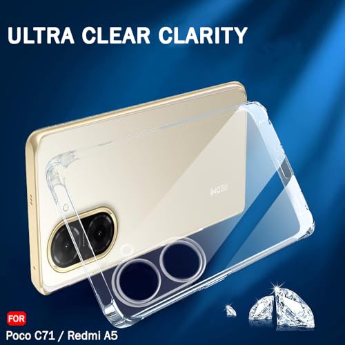 Image of TheGiftKart Back Cover Soft Case for Poco C71 / Redmi A5 | Best Camera Protection | Inbuilt Dust Plugs & Anti-Slip Grip | Ultra Clear Slim Back Cover for Poco C71 / Redmi A5 (Silicone, Transparent)