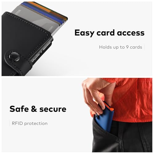 Image of Chipolo x Secrid Trackable Mini Wallet, Leather Slim Wallet (Blue) | With Rechargeable Bluetooth Tracker Chipolo CARD, Works with Apple Find My or Google's Find Hub with Call of Your Phone