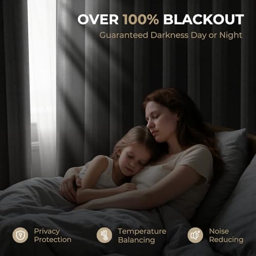 Image of 100% Blackout Curtains 60 Inches Window, 2 Thick Layers Heat and Full Light Blocking Soft Thermal Insulated Drapes for Bedroom (Set of 1 Pc, Gray, 5 Feet)