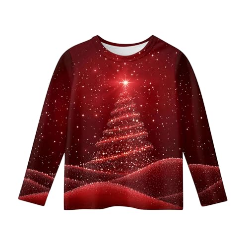Girls Long Sleeve Shirts Children's Christmas Tree Printed Tees Kids Crewneck Basic T-Shirts ComfortSoft Tops3