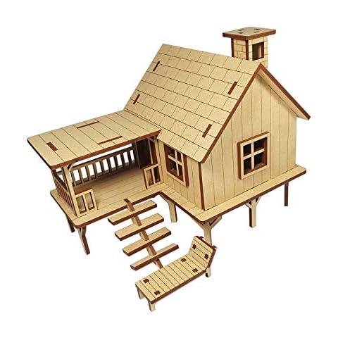 StonKraft Wooden 3D Puzzle Beach House - Home Decor, Construction Toy, Modeling Kit, School Project - Easy to Assemble Cover