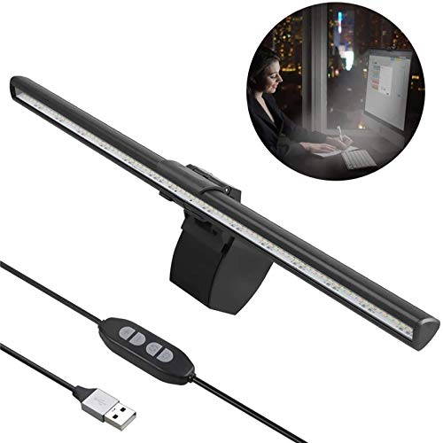 Quntis モニター掛け式ライト LEDライト バーライト クリップ式 3種色温度 10段階輝度 目に優しい デスクライト USBライト スペース節約 PC作業/残業/寝室/卓上/読書/譜面台/ピアノ/オケピ/ネトゲ廃人に対応 ブラック