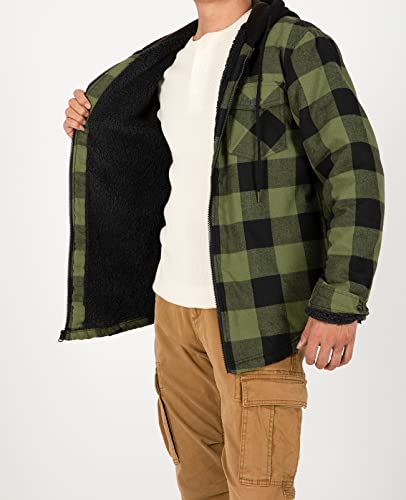 ZENTHACE Mens Sherpa Lined Flannel Shirt Jacket with Hood,Plaid Shirt-Jac,all Sherpa Lining4