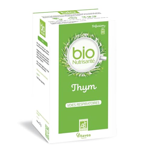 Vitavea BioNutrisanté - Infusion Thym BIO 100% Naturelle - Apaise la Gorge, Dégage les Voies Respiratoires, Défenses Naturelles - 20 sachets - Vitavea