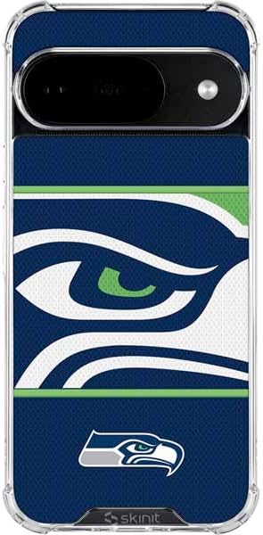 Skinit Clear Phone Case Compatible with Google Pixel 10 - Officially Licensed NFL Seattle Seahawks Black & White Design