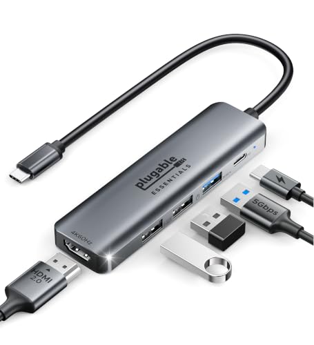 Plugable USB C Hub 5-in-1, USBC to HDMI Adapter 4K@60Hz, Multiport Adapter - image 1
