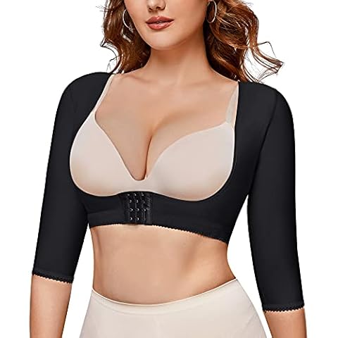 MICOHPKLE Women Arm Shaper Compression Sleeve Lipo Post Surgical Slimmer Faja Top Posture Corrector Shapewear Body Shaper, Black, XL Cover