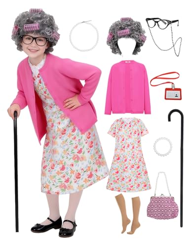 Disfraz de abuela para niñas 17 piezas miniatura 1