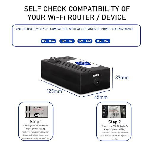 Image of Mini UPS for WiFi Routers | 12V 2A | One Output Uninterrupted Power Backup | Power Adapter NOT Provided with This Model | Supports All Brand 12V (0.2A Upto 2A) Devices with 3-6 Hours Backup
