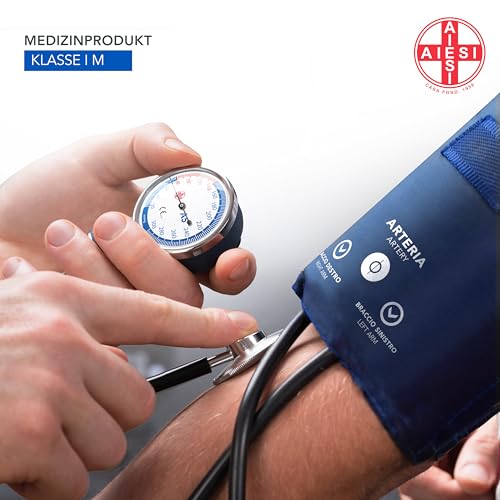 AIESI® Professionelles manuelles Blutdruckmessgerät für Erwachsene mit Stethoskop PRECISION A5, Garantie 24 Monate