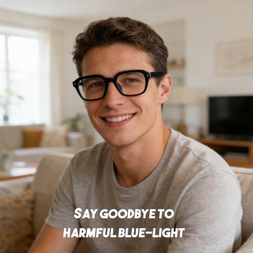 Image of Dollger Blue Light Glasses Men Vintage Thick-Framed Rectangle Non-Prescription, For Computer,Gaming, Phone Use