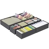 WANGIRL 8-Teiliges Schubladen Ordnungssystem für kleiderschrank, Schrank Organizer kleiderschrank, PP Vliesstoff, Faltbar, Waschbar, Schubladen Organizer für Unterwäsche Socken Krawatten, Grau