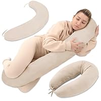 Totsy Baby Stillkissen XXL Schwangerschaftskissen 190 cm - Pregnancy Pillow Body Pillow Seitenschläferkissen Schlafkissen Lagerungskissen Kissen mit Bezug aus Musselin Oeko-Tex