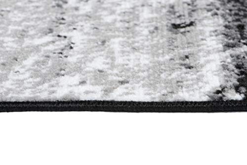 TAPISO Maya Teppich Läufer Meterware Kurzflor Wohnzimmer Flur Küche Modern Brücke Grau Weiß Schwarz Verwischt Meliert Design ÖKOTEX 70 x… – Ansicht 5