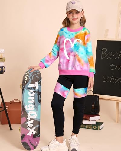 Image of Girls 2 Piece Outfits Kids Clothes Sets Sweatsuit Tracksuit Jogger Print Long Sleeve Sweatshirts Sweatpants 4-13Y