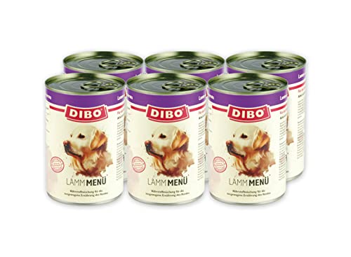 DIBO Menü Lamm, 6 x 400g-Dose, Hundefutter, Nassfutterohne Konservierungsstoffe, Reine Fleischdosen aus frischem und natürlichem Fleisch Qualität