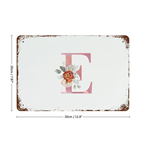 Plaque en métal lettre E : déco murale vintage rose aquarelle durable