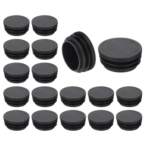 TA-VIGOR 18 Pcs Round Plastic End Caps 38mm(1.5 Inch), Black PE Pipe Plug Inserts for Chair Table Furniture Legs, Glide Floor Protector Tube Caps for Bench Stool Frame, Tubing Pipe End Covers