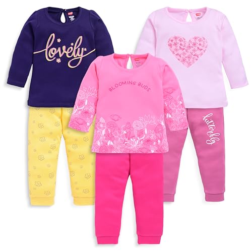 LuvLap Girls Cotton F/S Top & Pyjama Set