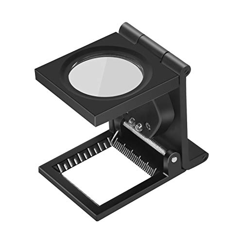 Mini Loupe Pliable, Loupe Compte-Fils Pliant Pliable avec LED, Loupe de Table Compte-Fils, Loupe de Lecture Grande Lentille pour Travail Bureau Maison Réparation Hobby Artisanat