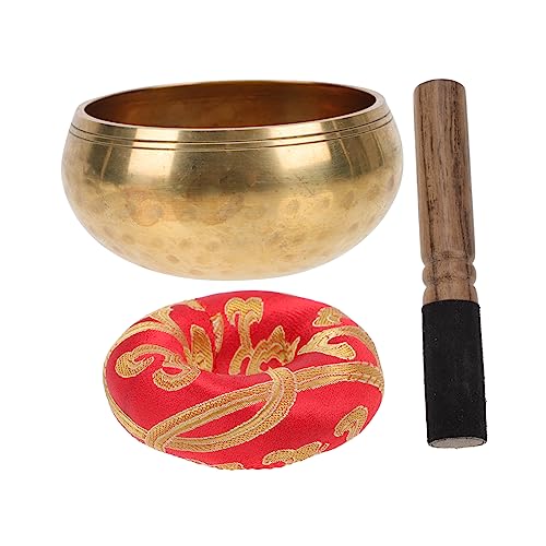 ノーブランド品 1セット ネパールのボウル 手の装飾 テンプルシンギングボウル ウル ネパール風お椀 手作りシンギングボウル 家の装飾 ミュージックボウル 仏の供給 鉄板 銅、木