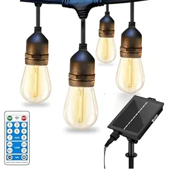 LITVERSE Solar String Lights E27 |10 LED | 19FT with 8 Lighting Mode, Solar and USB Powered with Display Panel Decorative, Diwali,Festival,Outside Garden Yard Balcony (Warm White)