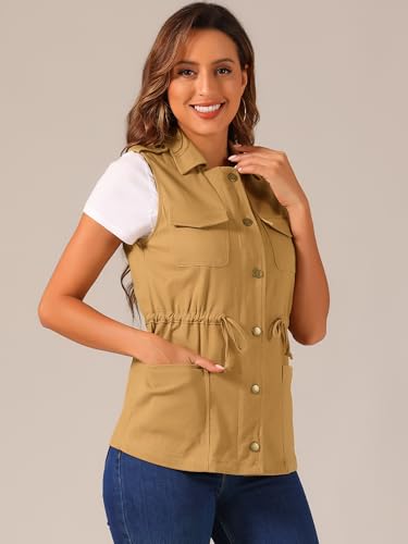 Allegra K Women's Zip Up Sleeveless Jacket Utility Anorak Outwear Cargo Vest2