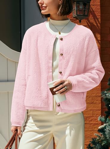 Image of Yanekop Womens Sherpa Jacket Button Down Fleece Winter Coat Fuzzy Jackets Chunky Cardigan Sweaters Open Knit Sweater