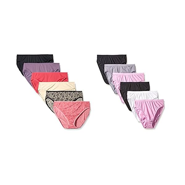 Fruit-Of-The-Loom-Womens-6-Pack-Microfiber-6-Pack-Cotton-Hi-cut-Panties Fruit Of The Loom Women's 6 Pack Microfiber & 6 Pack Cotton Hi-cut Panties, Assorted, Medium (6)