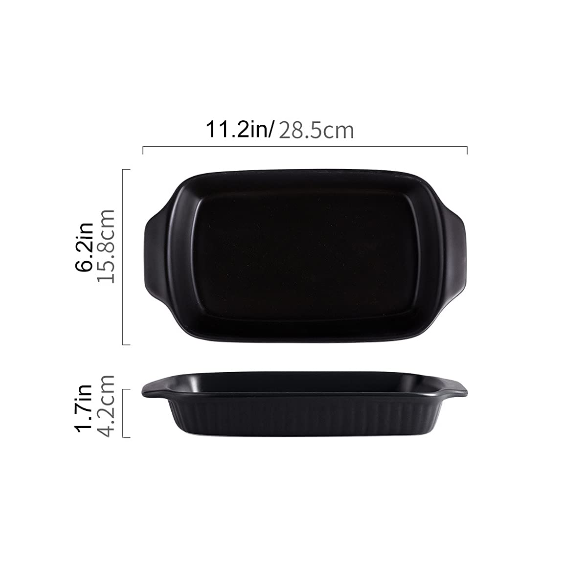 Ustensiles de cuisson en porcelaine, plat en céramique, plat de cuisson, ensemble de moules à pâtisserie rectangulaires, cocotte pour gâteau, lasagne, cocotte, 11,2 x 6,2 x 1,7 pouces, 2 piè