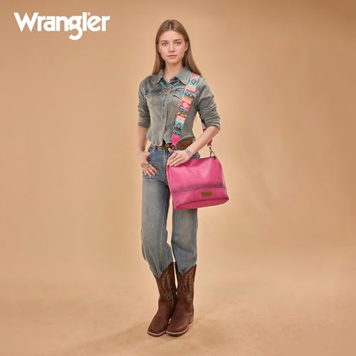 Image of Wrangler Hobo Bags for Women Vegan Leather Top Handle Shoulder Purses and Handbags
