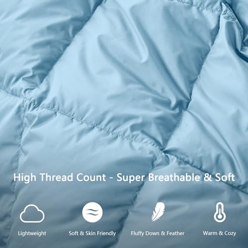 Down-Camping-BlanketPuffy-Down-Blanket-Packable-Lightweight-Down-Throw-Quilt-Water-Resistant-Outdoor-Travel-Blanket-for-CampingHikingStadiumPicnicCar-35x59Blue