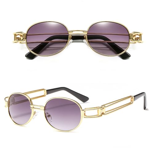 Lunettes de soleil rondes steampunk en métal verres UV400