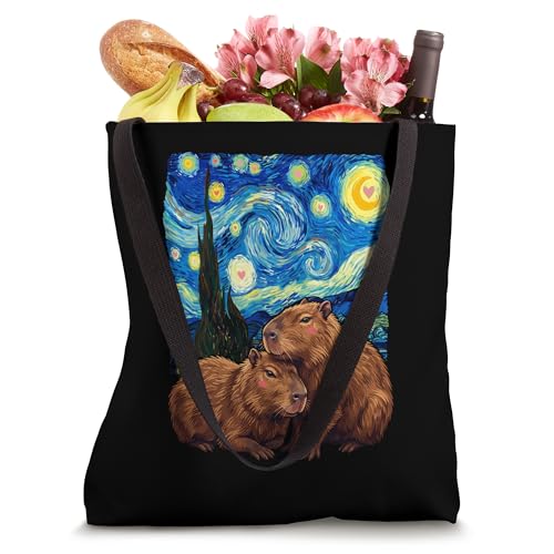 Bolso Tote con diseño Starry Night Capybara miniatura 4