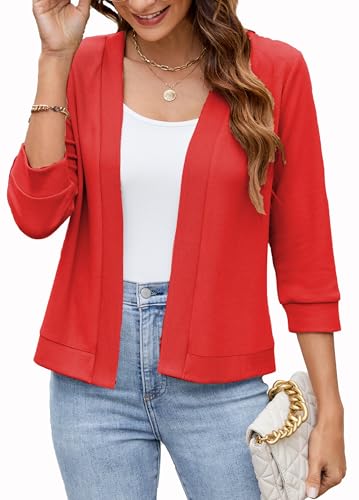 Image of Hount Womens 3 /4 Sleeve Cropped Cardigans Lightweight Casual Open Front Bolero Shrugs Sweaters