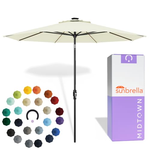 Image of Midtown Umbrellas LED Swilt - 8 Ft Solar LED Patio Umbrella, Canvas Natural