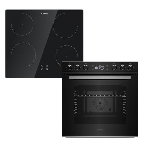 Klarstein ControlSync Four Avec Plaque Induction - Four 72L Avec Minuterie Numérique, 9 Fonctions, Sécurité Enfants, Plaque 4 Zones Avec Booster, Design Verre Noir,...