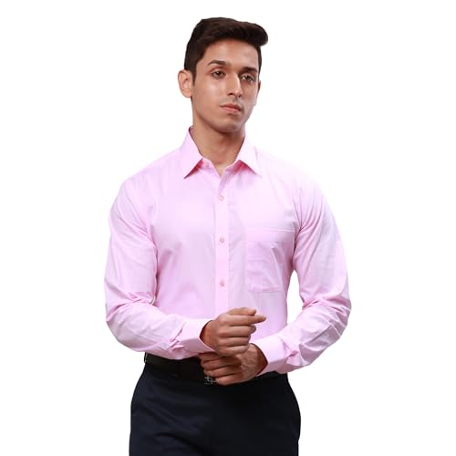 Image of Raymond Men's Pure Cotton Structure Pattern Slim Fit Semi Cutaway Collar Full Sleeve Formal Shirt