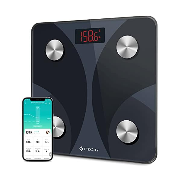 Etekcity-Scale-for-Body-Weight-Smart-Digital-Bathroom-Weighing-Scales-with-Body-Fat-and-Water-Weight-for-People-Bluetooth-BMI-Electronic-Body-Analyzer-Machine-400lb Etekcity Scale for Body Weight and Fat Percentage, Smart Digital LED Bathroom BMI Measurement, Accurate Bluetooth Weighing Machine, Body Composition Analyzer, Ash-black, 400lb