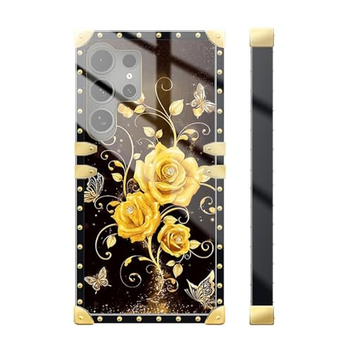 DAIZAG Compatible with Samsung Galaxy S25 Ultra Case,Butterfly Golden Rose Golden Decoration Soft TPU Anti-Scratch Shockproof for Girl Protective Case for Samsung Galaxy S25 Ultra