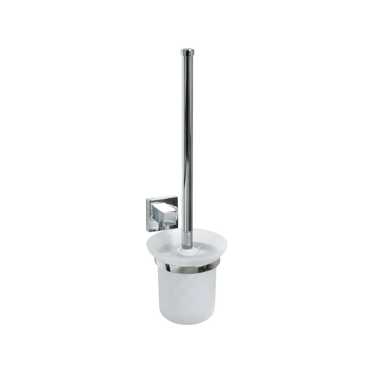 Fackelmann 86756 Toilet Brush with Glass Base / Glossy Chrome-Plated Surface / Approximately 11.5 x 38 x 15 cm