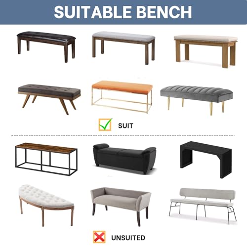 Image of SearchI Christmas Dining Bench Cover, Stretch Washable Long Bench Seat Covers, Rectangle Dining Table Bench Slipover for Dining Room, Living Room, Kitchen(Snowflake)