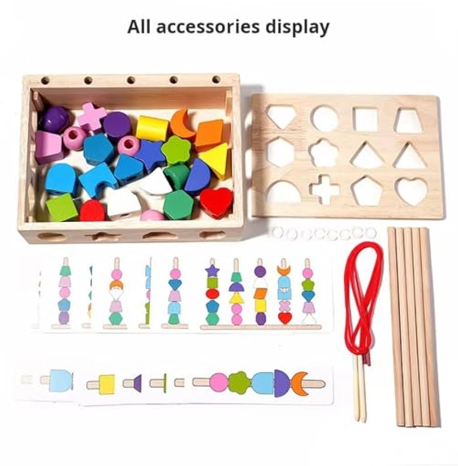 Amazon.com: 3 in 1 Montessori Wooden Beads Sequencing Toy