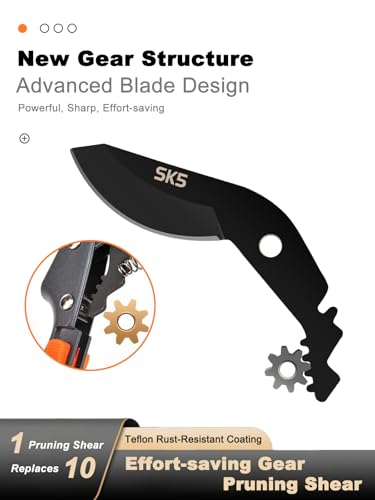 Hcdtech Professional Pruning Shears with Gear Mechanism for Effortless Cutting, Aluminum Alloy Construction, Sharp Stainless Steel Blade,Heavy-Duty Bypass Pruning Shears and Micro-Tip Garden Scissors - Image 3