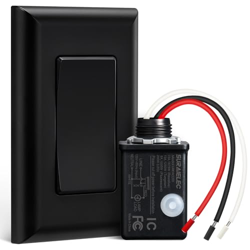 Image of SURAIELEC Wireless Light Switch and Receiver Kit, Black, 15A Remote Control